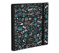 Grafoplas - Raccoglitore a 4 anelli A4 con ricambio, divisori, planner, adesivi e buste, colore nero, Carpebook Polyfoam Uniqual Pop Up Design, resistente e ultraleggero, apertura 360