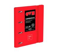 Grafoplas - Raccoglitore a 4 anelli, formato A4, Carpebook Polyfoam, resistente e ultra leggera, con rilegatura Minimal Rosso, con ricambio, separatori e busta, perfetto per organizzare materie
