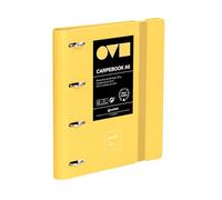 Grafoplas - Raccoglitore a 4 anelli, formato A4, Carpebook Polyfoam, resistente e ultra leggero, con rilegatura a sfera, colore: giallo, con ricambio, separatori e busta, perfetto per organizzare