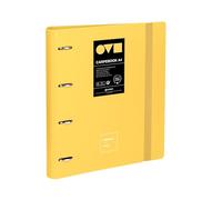 Grafoplas - Raccoglitore a 4 anelli, formato A5, Carpebook Polyfoam, resistente e ultra leggero, minimal giallo, include ricambio, cerchi rotondi 25 mm, perfetto per organizzare materie scolastiche