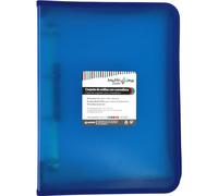 Grafoplás Raccoglitore ad anelli con cerniera A4+, blu, Multiline, 4 anelli misti 25 mm, copertina in polipropilene a righe verticali, capacità extra per fogli di carta formato foglio