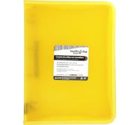 Grafoplás | Raccoglitore ad anelli con cerniera A4+ | Giallo | Multiline | 4 anelli misti 25 mm | Copertina in polipropilene a righe verticali | Capacità extra per fogli di carta formato foglio