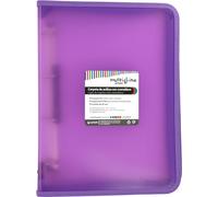 Grafoplas Raccoglitore ad anelli con cerniera A4+, lavanda, Multiline, 4 anelli misti da 25 mm, copertina in polipropilene a righe verticale, capacità extra per fogli di carta formato folio