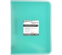 Grafoplás Raccoglitore ad anelli con cerniera A4+, menta pastello, Multiline, 4 anelli misti 25 mm, copertina in polipropilene a righe verticali, capacità extra per fogli di carta formato foglio