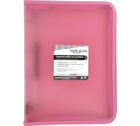 Grafoplás Raccoglitore ad anelli con cerniera A4+, rosa chiaro, Multiline, 4 anelli misti 25 mm, copertina in polipropilene a righe verticali, capacità extra per fogli di carta formato foglio