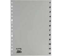 Grafoplas - Separatore numerico progetti in pp 1 - 12 foglio grigio -