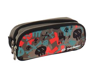 Grafoplás Skate Hans Tiessen - Astuccio scolastico con due tasche e due cerniere, 24,5 x 9,5 x 8 cm