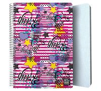 Grafoplás | Taccuino con copertina in plastica | 80 fogli a quadretti 4 x 4 90 g | Dimensioni a libro | Spirale | Collezione Design Bits&Bobs Pop Up Design Girl | Certificato FSC