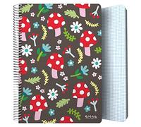 Grafoplás | Taccuino con copertina in plastica | 80 fogli a quadretti 4 x 4 90 g | Dimensioni foglio | Spirale | Design Elena Corredoira | Collezione Funghi | Certificato FSC
