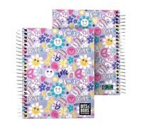 Grafoplás | Taccuino con copertina rigida A6 | Smile | 100 fogli a quadretti 5 x 5 | 70 g | Bordi 4 colori | Plastificato Soft | Morbido al tatto | Collezione Design Bits&Bobs Pop Up Design |