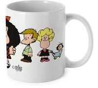 Grafoplás - Tazza con manico facile da impugnare, Mafalda Amici, ceramica, capacità 330 ml, 9,5 x 8 cm, perfetta per le tue bevande, ideale come regalo