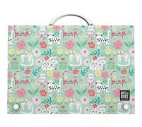 Grafoplas - Valigetta da scuola con manico e chiusura a spilla, in polipropilene, formato foglio, 24, 5 x 34, 5 x 4 cm, collezione design Bits&Bobs Pop Up Design, Cats Extra School