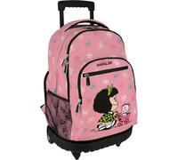 Grafoplás - Zaino scuola con ruote, Mafalda Baby Cart, carrello integrato, 29 litri, 52 x 37 x 25 cm, modello Roller, perfetto materiale scolastico per bambini e elementari, Rosa, 52x37x25cm, Scuola