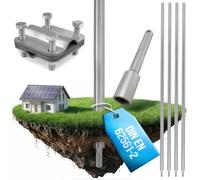 GRAFT set messa a terra in V4A | 4x 1 m barre di terra | Ø20 mm | Incluso driver SDS-Max e terminale | Protezione contro i fulmini dell'impianto FV | Messa a terra | Picchetto