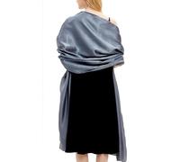 Gragengs Scialli e involucri per abiti da sera da donna sciarpa di raso extra lunga matrimonio festa nuziale stola luminosa, Grigio scuro, Etichettalia unica