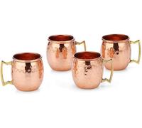 GRAINEX ENGINEER Set di 4 tazze da birra in puro rame martellato Moscow Mule, da bar, ideali per feste, 60 ml, regalo perfetto