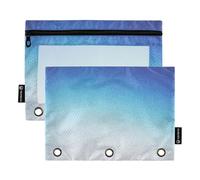 Grainy - Raccoglitore a 3 anelli, con cerniera, per la scuola, trasparente, con tasche trasparenti, per ragazzi, 24,9 x 18 cm, confezione da 2