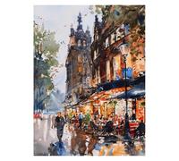 Graiting 1pc Acquerello Viaggio Paesaggio Urbano Costiero Città Tela Poster Immagini Da Parete Decorazioni for La Casa(8,30x45cm)