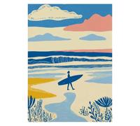 Graiting 1pc Surf Beach Surfer Salt Air Ocean Wave Coastal Summer Poster Canvas Painting Wall Art Pictures Home Decor(4,20x30cm)