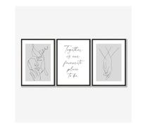 Graiting 3 Pezzi Insieme È Il Nostro Posto Preferito In Cui Stare, Stampa for Camera Da Letto, Arte Parete Sopra, Linea Di Decorazioni, Testo, Poster Minimalista(DA199-3PCS,20x30cm unframe)