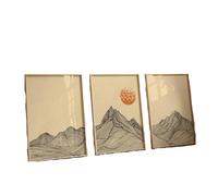 Graiting Stampe Artistiche Da Parete Senza Cornice Con Trittico Di Paesaggi Montani 3 Pezzi Design Astratto Della Natura, Ideali for Il Soggiorno