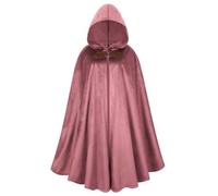 GRAJTCIN Mantello in velluto con cappuccio rinascimentale, stile vittoriano, stile medievale, Hobbit, costume di Halloween, Rosa, 130 cm