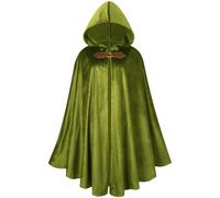 GRAJTCIN Mantello medievale rinascimentale con cappuccio, mantello per Halloween, Natale, elfo, Hobbit, costume per uomo e donna (99 cm, verde giallastro)