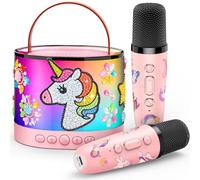 Gralal Karaoke Bambini con 2 Microfono Wireless Karaoke, Regalo Bambina 3-12 Anni Microfono Bluetooth per Bambini Unicorno Bambina Regalo di Pasqua Giochi Bambina 3-12 Anni Canta tu Karaoke Bambini