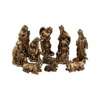 Gralara 11 Pezzi Set di Statuine Del Presepe Realistiche Statuine Del Presepe in Resina Dettagliato Natività Tradizionale per Chiesa , Bronzo