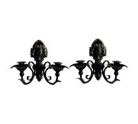Gralara 2 Pezzi Applique Porta Candela Da Parete Rustico Ferro Candeliere Pensile Nordic Decorativo Vintage Adatto per Camera Da Letto Soggiorno Sala Da Pranz, Nero