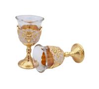 Gralara 2x Coppa di vino in rilievo Mini Mini Comunione Coppa di per il riscaldamento della casa, Bianco E Oro