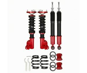 Gralara 4 Pezzi Kit Sospensione a Molla Elicoidale Regolabile Ribassati Kit Sospensioni con Molle Regolabile Ammortizzatori a Anello di Regolazione per Tuning, Rosso