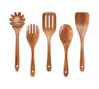 Gralara 5 cucchiai di legno per cucinare, gadget antiaderenti, stoviglie robuste, facili da pulire, stoviglie portatili, set di utensili in legno