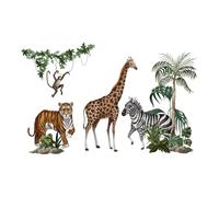 Gralara Adesivo murale con animali della giungla, carta da parati rimovibile in PVC, decorazione da parete per cameretta dei bambini, camera da, 90x30cm con Tigre