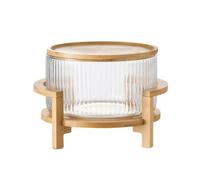 Gralara Alzata per Frutta in Rialzato | Elegante, frutta in con Base, Trasparente, per, M, Righe Con Coperchio