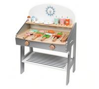 Gralara Barbecue Giocattolo in Legno Interattivo Set Giocattolo in Legno con Cibo Finto Assemblabile per Area Giochi, Aula Scolastica
