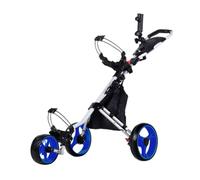 Gralara Carrello da Golf a 3 Ruote Portatile Carrello Golf Pieghevole Design Compatto per Golfisti, Argento Con Ruote Blu