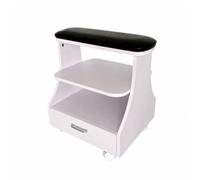 Gralara Carrello Salone con Ruote e Cassetto Compatto Carrello con Poggiapiedi Imbottito Pratico per Sala Trattamenti, Nero