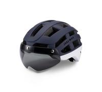 Gralara Casco da Bici con Visiera Antiurto Casco con Visiera Ventilato per Ciclisti, Pendolari, Città, Blu E Bianco