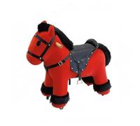 Gralara Cavallo Cavalcabile di Peluche Decorativo Cavallino Cavalcabile con Ruote senza senza Alimentazione Elettrica Sgabello Cavallo per Bambini, Rosso, 70 30 75 Cm