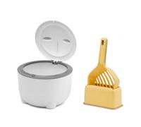 Gralara Cestino per Lettiera per Gatti Completamente Chiuso con Coperchio, Grande Contenitore per Rifiuti per Lettiera con Coperchio E Paletta a Manico Lungo,