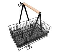 Gralara Cestino Portaoggetti con Cassetto Estraibile Multiuso Organizer con Manico in Legno e Ganci Compatto Cestino a Rete Ripiani per Ripostiglio
