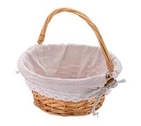 Gralara Cestino portaoggetti da Picnic in Rattan Intrecciato a Mano, Accessorio Multiuso per Campeggio all'aperto, Size L Light Brown