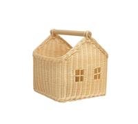 Gralara Cesto a Forma di Casetta Salvaspazio Cesto di Vimini Durevole Cestino Vimini per Bambini, Cameretta, Mensole, Libreria, Grande