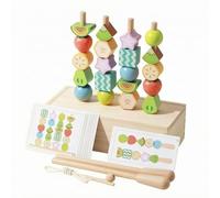 Gralara Children Learning Beads Gioco Educativo Perline Forme Frutta Blocchi Bastoncini Corda Incastro Sequenze Materiale Faggio Incoraggia Motricità Fine