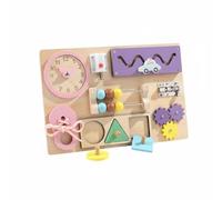 Gralara Children Learning Board Tavola Didattica Pannello Sensoriale Gioco Educativo Lavagna attività Legno con Orologio Ingranaggi Piste E Chiusure Adatta per Bambini 4-6 Anni Casa Asilo Tempo