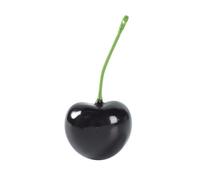 Gralara Ciliegia Finta in Schiuma Brillan Ciliegia Decorativa con Gambo Verde Non Deperibile Frutto Simulato per, Insegnanti, Nero, 5J Singolo