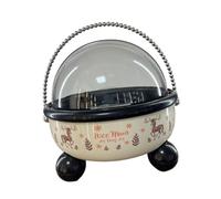 Gralara Ciotola per Frutta con Coperchio Ruotabile Vassoio Ampio Contenitore Da Scrivania con Pedestal Piatto Multiuso in PP PET Adatta per Centro, Beige