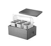 Gralara Contenitore Termico per Alimenti, 31L Coperchio Solido Grigio + Sette Scomparti Con Coperchio + 4 Piastre Di Ghiaccio 10 Sacchetti Di Ghiaccio