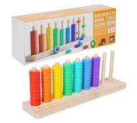 Gralara Cornice di Apprendimento Aritmetico Giocattolo Educativo Torre Impilabile Pioli Anelli Numerici Legno Liscio per Motricità Fine E Riconoscimento Colori Adatta a Bambini Scuola Casa